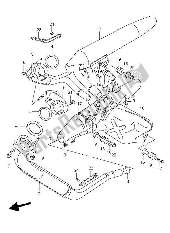 Alle onderdelen voor de Geluiddemper van de Suzuki VL 1500 Intruder LC 2003