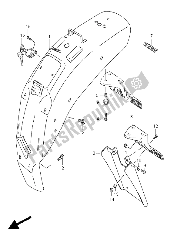 All parts for the Rear Fender of the Suzuki LS 650 Savage 1996