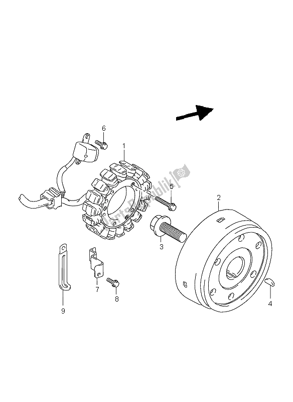 All parts for the Magneto of the Suzuki VL 1500 Intruder LC 2003