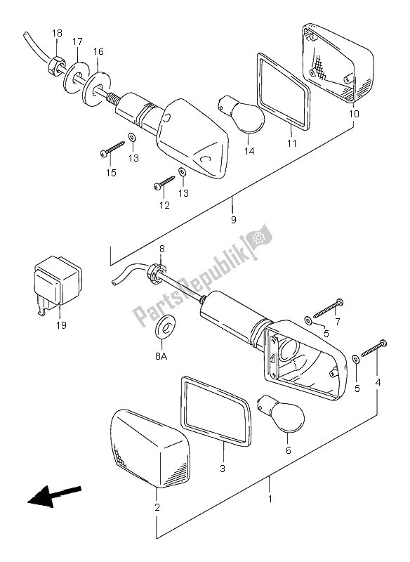 Alle onderdelen voor de Richtingaanwijzer Lamp van de Suzuki GSF 600S Bandit 1997