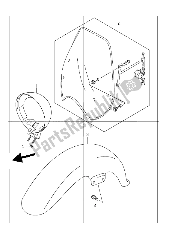 All parts for the Front Fender of the Suzuki VL 250 Intruder 2004