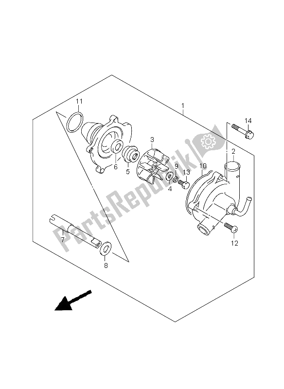 Alle onderdelen voor de Waterpomp van de Suzuki GSX 1300 BKA B King 2008