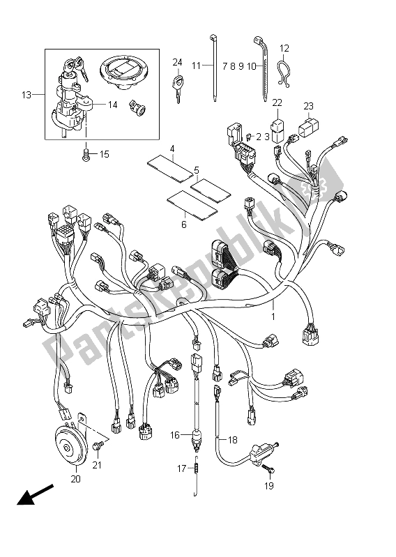 Tutte le parti per il Cablaggio (sfv650 E24) del Suzuki SFV 650A Gladius 2011