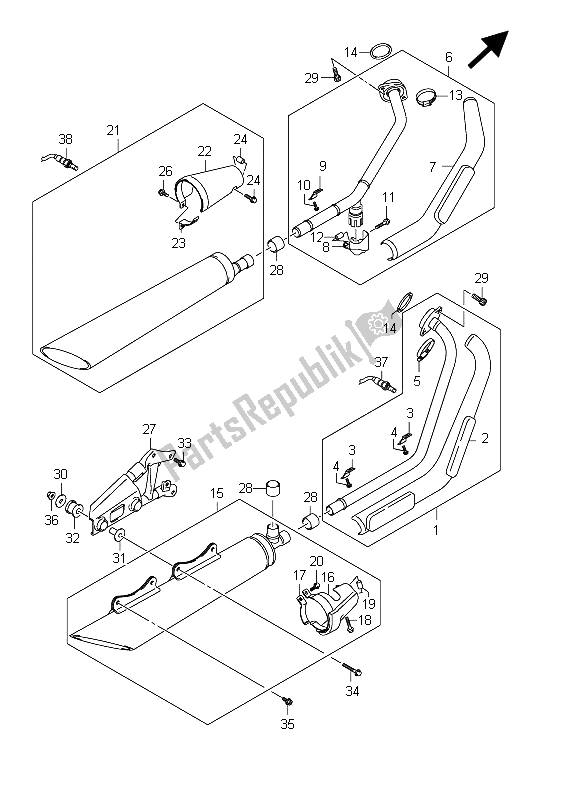 Toutes les pièces pour le Silencieux du Suzuki VZ 800 Intruder 2011