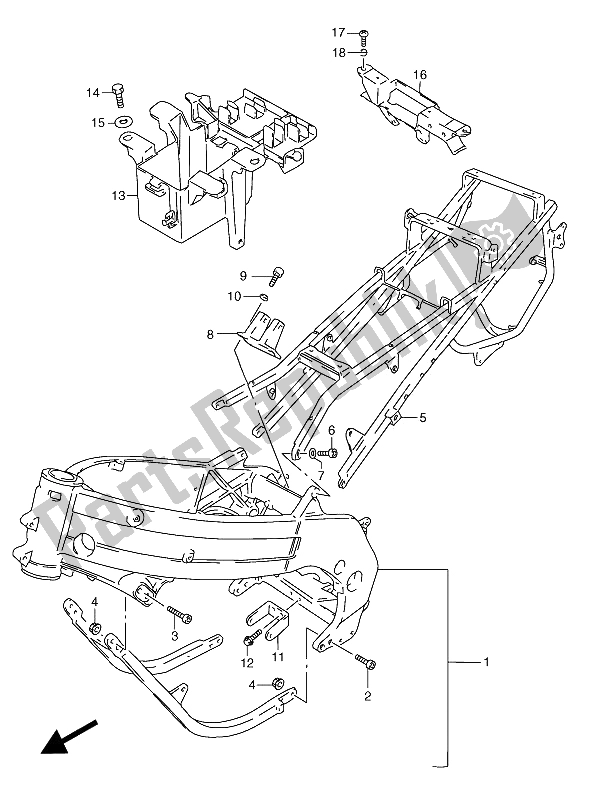 All parts for the Frame of the Suzuki RGV 250 1992