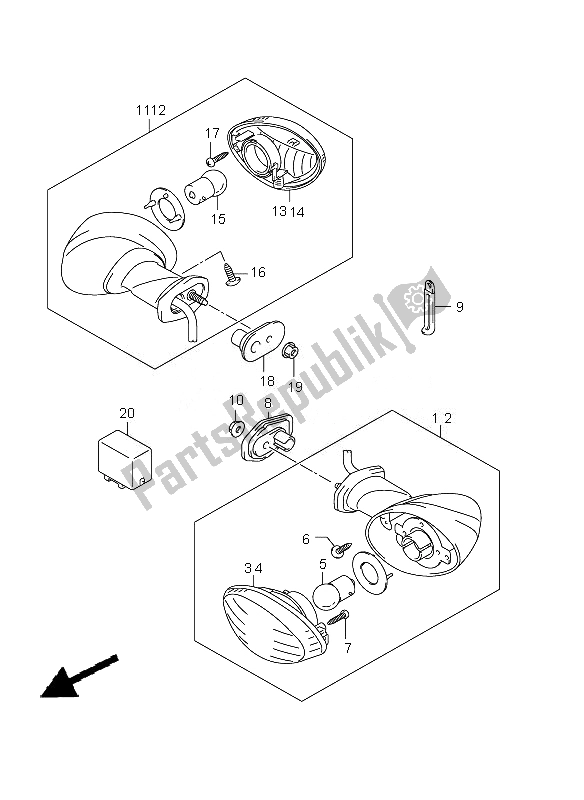 Toutes les pièces pour le Feu Clignotant (gsf650s-sa-su-sua) du Suzuki GSF 650 Nsnasa Bandit 2010