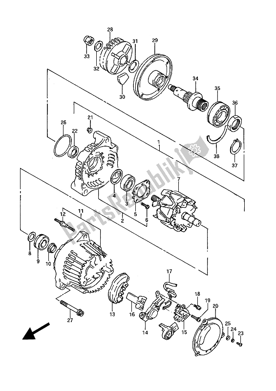 Tutte le parti per il Alternatore del Suzuki GSX R 750W 1993