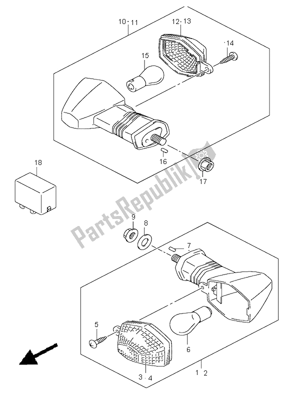 All parts for the Turnsignal Lamp of the Suzuki DL 1000 V Strom 2006