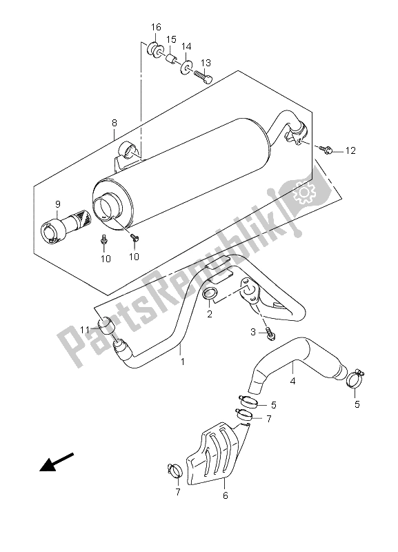 All parts for the Muffler of the Suzuki LT Z 90 4T Quadsport 2008