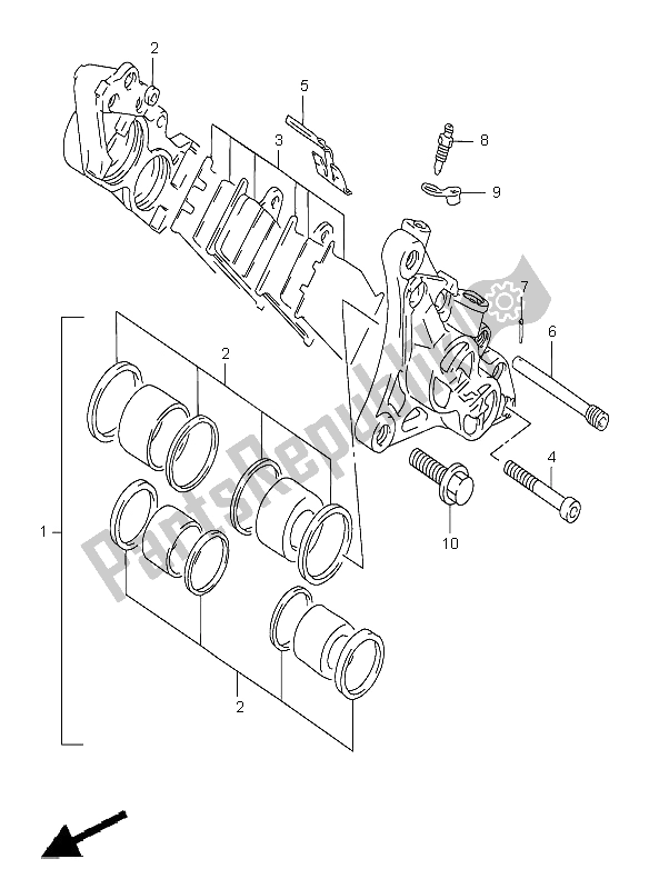 All parts for the Front Caliper (gsf1200-s) of the Suzuki GSF 1200 Nssa Bandit 1998