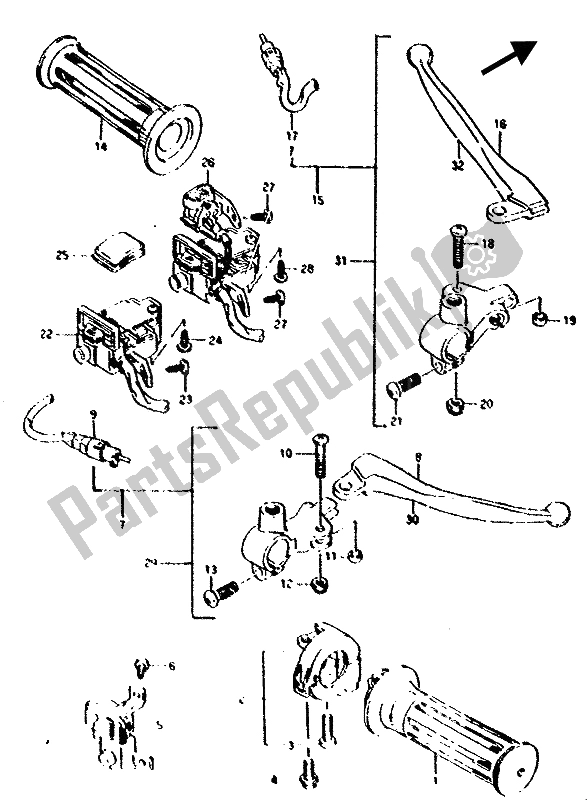 All parts for the Handle Switch of the Suzuki AH 50 1992