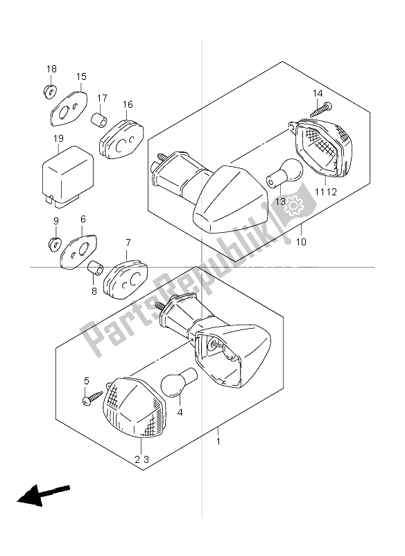 Tutte le parti per il Indicatore Di Direzione (gsf600-u) del Suzuki GSF 600 NS Bandit 2003