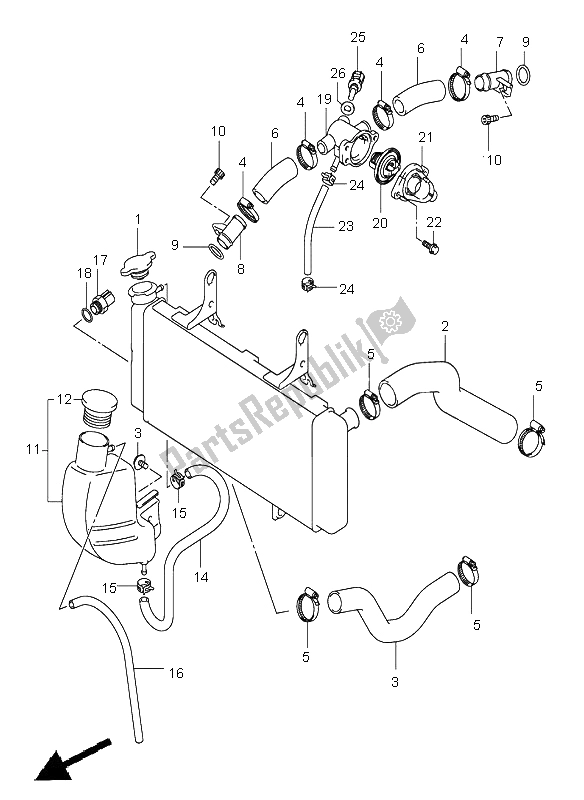 All parts for the Radiator Hose of the Suzuki DL 1000 V Strom 2004