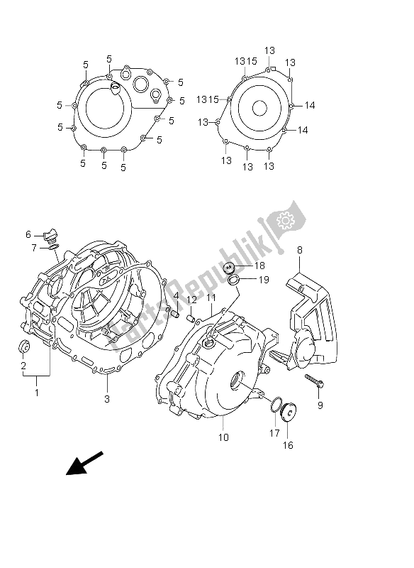 All parts for the Crankcase Cover of the Suzuki DL 650 V Strom 2004