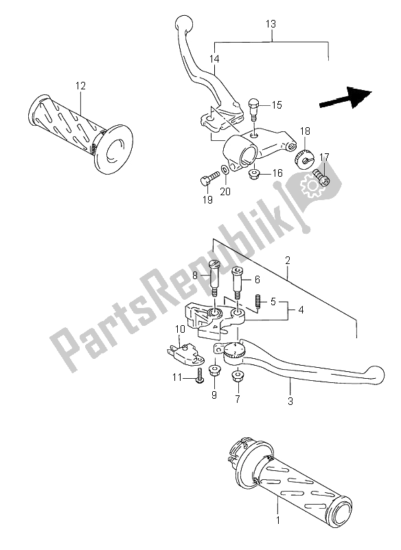 Tutte le parti per il Leva Della Maniglia del Suzuki RF 600R 1995