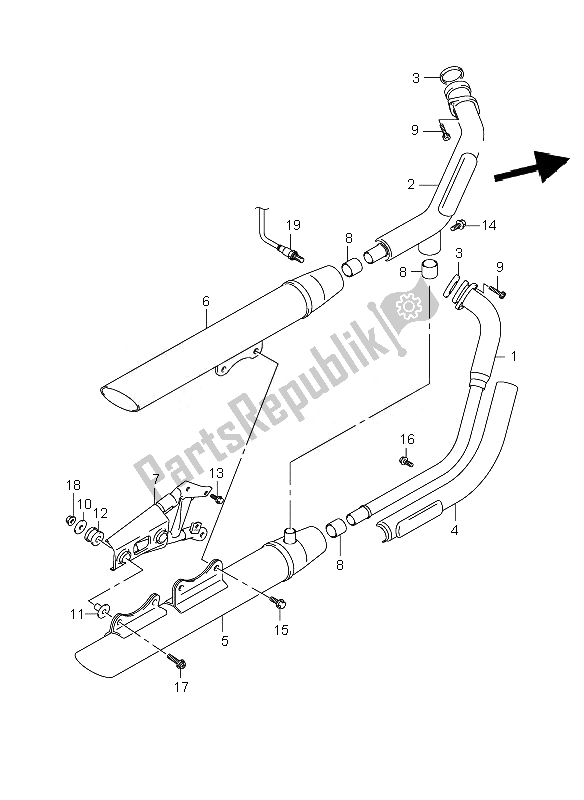 All parts for the Muffler of the Suzuki VL 800C Volusia 2007