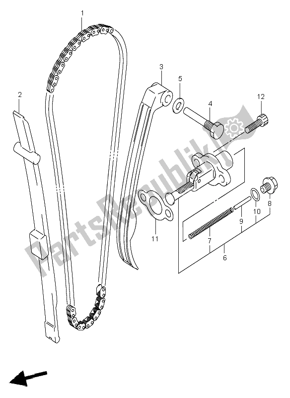 All parts for the Cam Chain of the Suzuki LT Z 250 Quadsport 2008