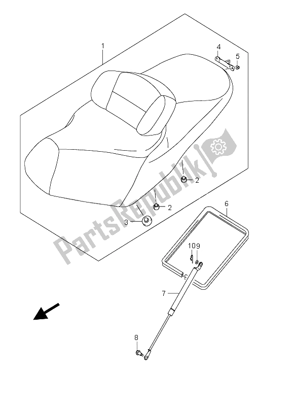 All parts for the Seat of the Suzuki AN 650A Burgman Executive 2005