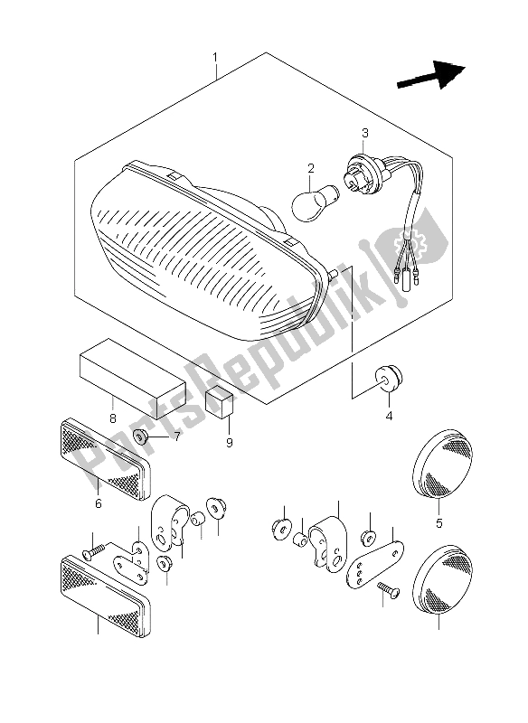 All parts for the Tail Lamp of the Suzuki LT A 500F Vinsion 4X4 2004