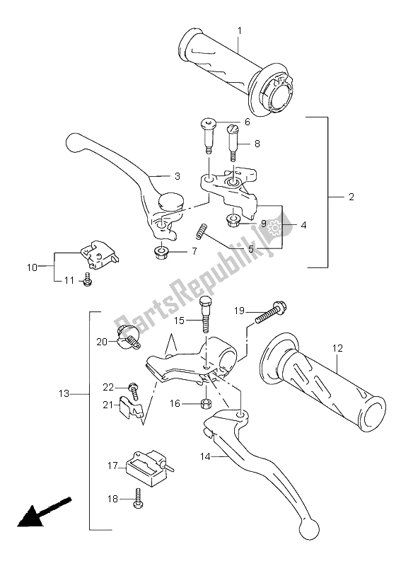 Tutte le parti per il Leva Della Maniglia del Suzuki TL 1000S 1999