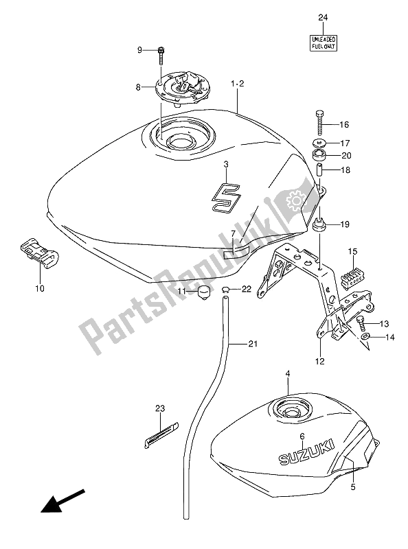 Todas las partes para Depósito De Combustible de Suzuki GSX 600 FUU2 1989
