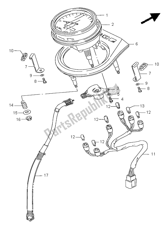 All parts for the Speedometer of the Suzuki LS 650 Savage 2001