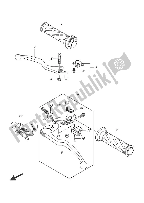 Tutte le parti per il Leva Della Maniglia del Suzuki RV 125 2016