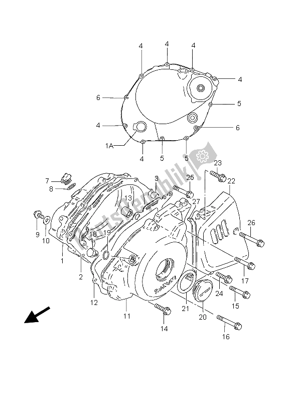 All parts for the Crankcase Cover of the Suzuki GZ 250 Marauder 2006