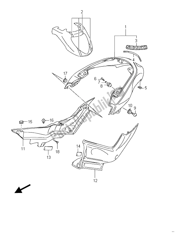 All parts for the Rear Fender (vzr1800z E02) of the Suzuki VZR 1800 NZR M Intruder 2011