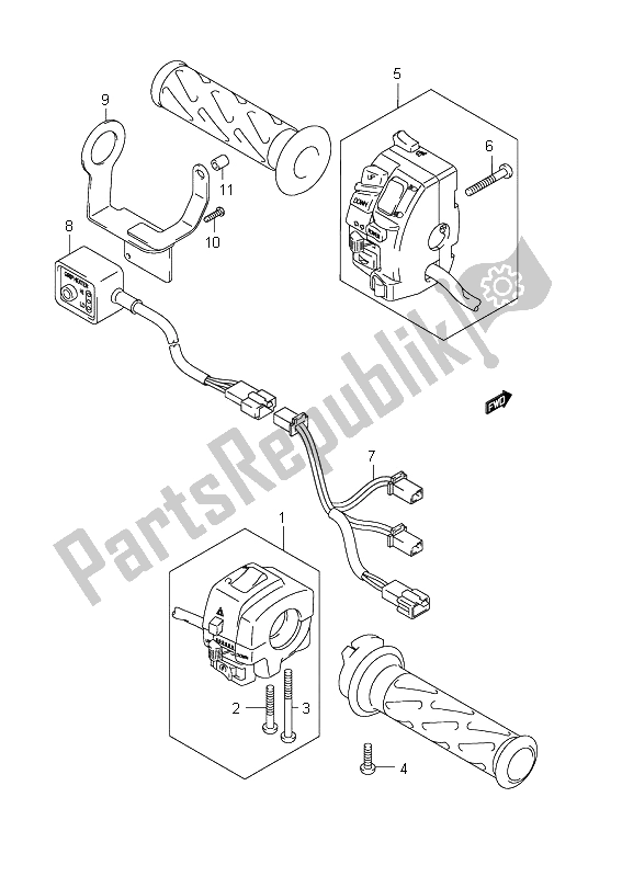 All parts for the Handle Switch (an650a E2) of the Suzuki AN 650A Burgman Executive 2011