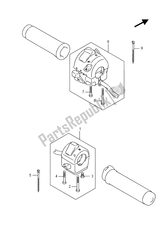 Tutte le parti per il Interruttore Maniglia del Suzuki VL 1500T Intruder 2015