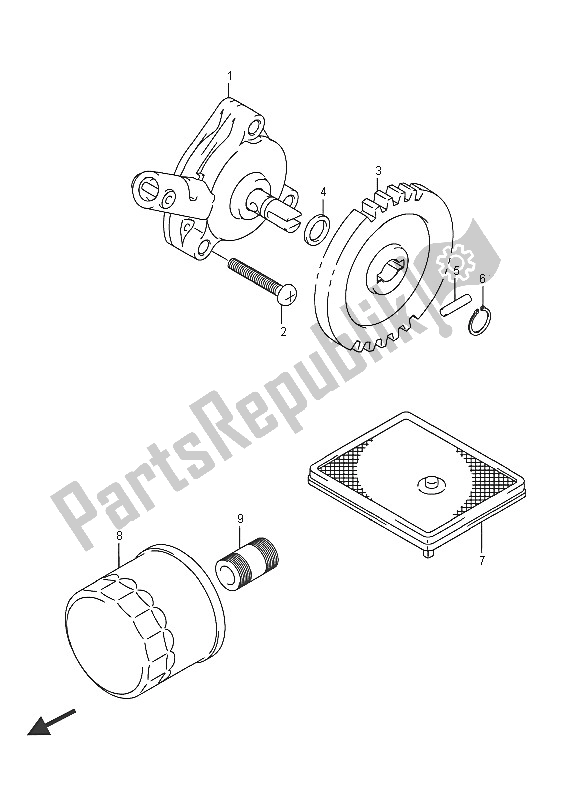 All parts for the Oil Pump of the Suzuki LT A 500X Kingquad AXI 4X4 2016