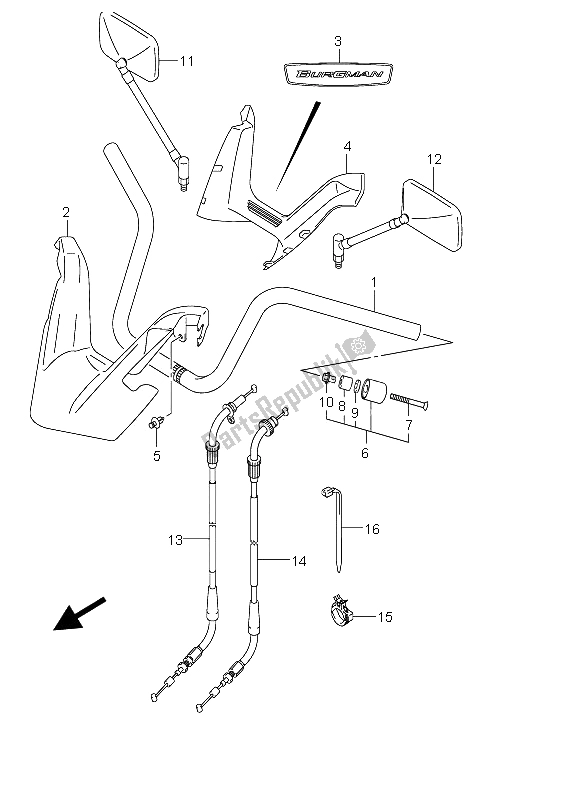 Tutte le parti per il Manubrio (an400) del Suzuki Burgman AN 400S 2005