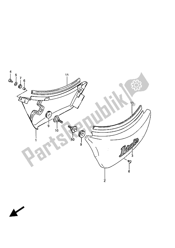 Tutte le parti per il Copertura Del Telaio del Suzuki VS 750 GL Intruder 1985
