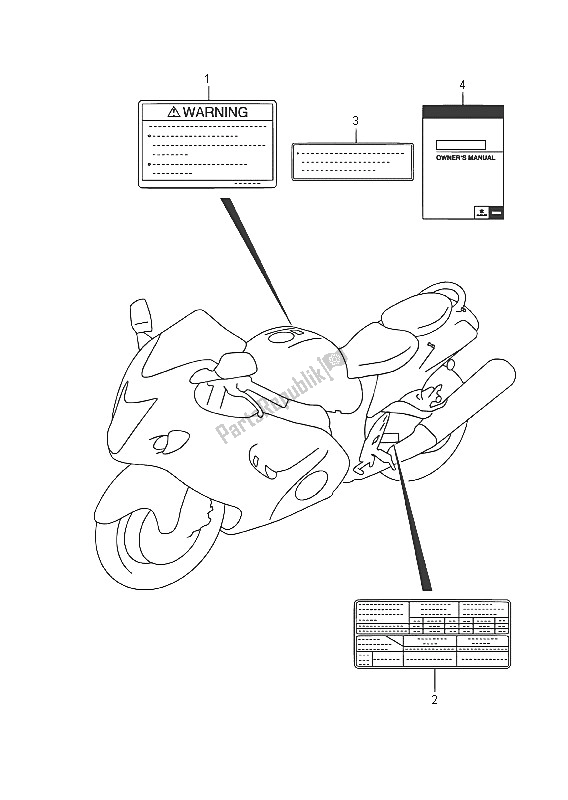 Wszystkie części do Etykieta (gsx1300ra E02) Suzuki GSX 1300 RA Hayabusa 2016