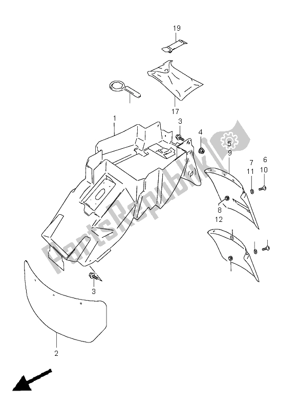 Alle onderdelen voor de Achterspatbord van de Suzuki GSX R 600 1999