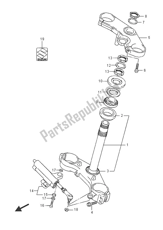 All parts for the Steering Stem of the Suzuki GSX R 750 2016