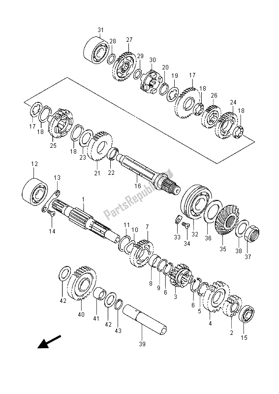 All parts for the Transmission of the Suzuki LT F 250 Ozark 2014