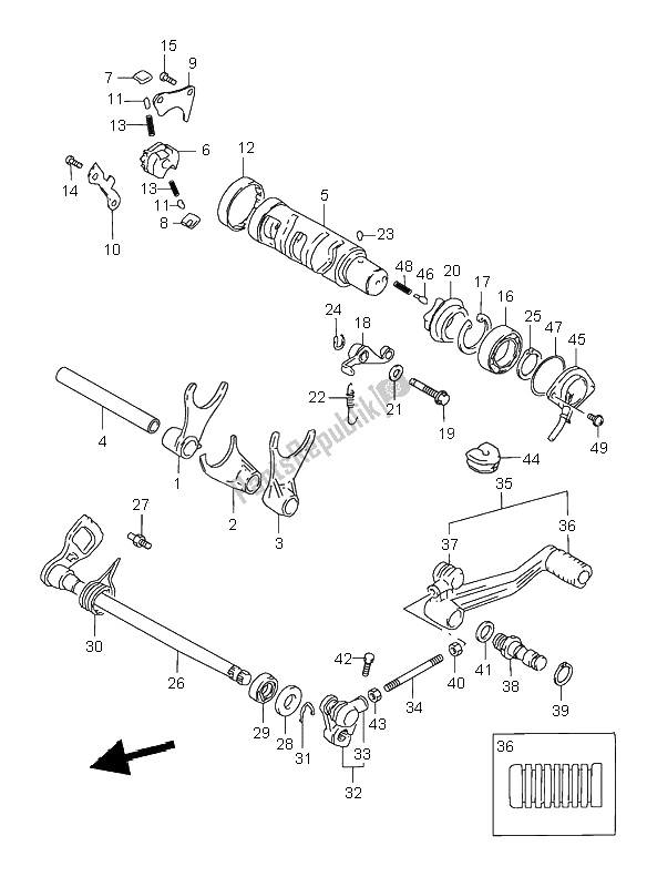 All parts for the Gear Shifting of the Suzuki GSX 750 2001