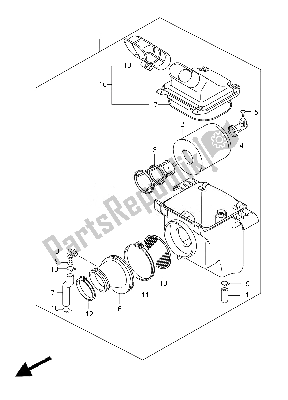 All parts for the Air Cleaner of the Suzuki LT F 250 Ozark 2010