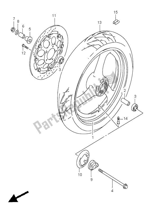 Tutte le parti per il Ruota Anteriore del Suzuki GS 500 2002