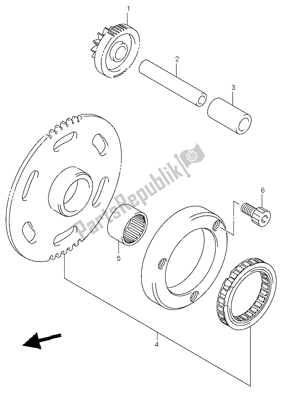 All parts for the Starter Clutch of the Suzuki LT F 250 Ozark 2005