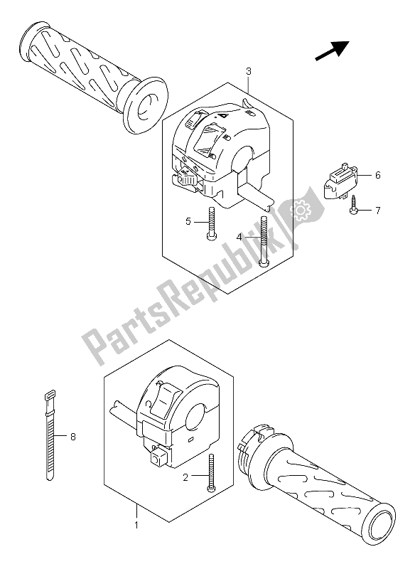 All parts for the Handle Switch of the Suzuki DL 650 V Strom 2006