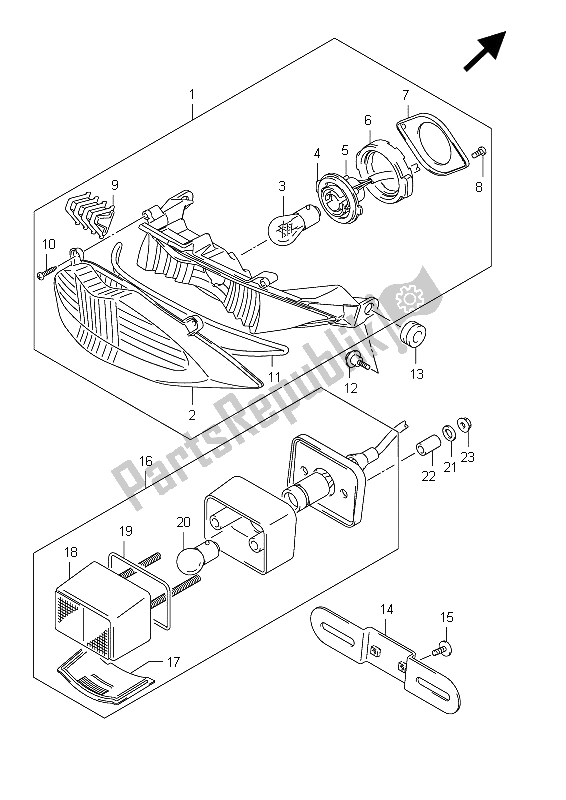 Tutte le parti per il Luce Di Combinazione Posteriore del Suzuki GSX 650 FA 2012
