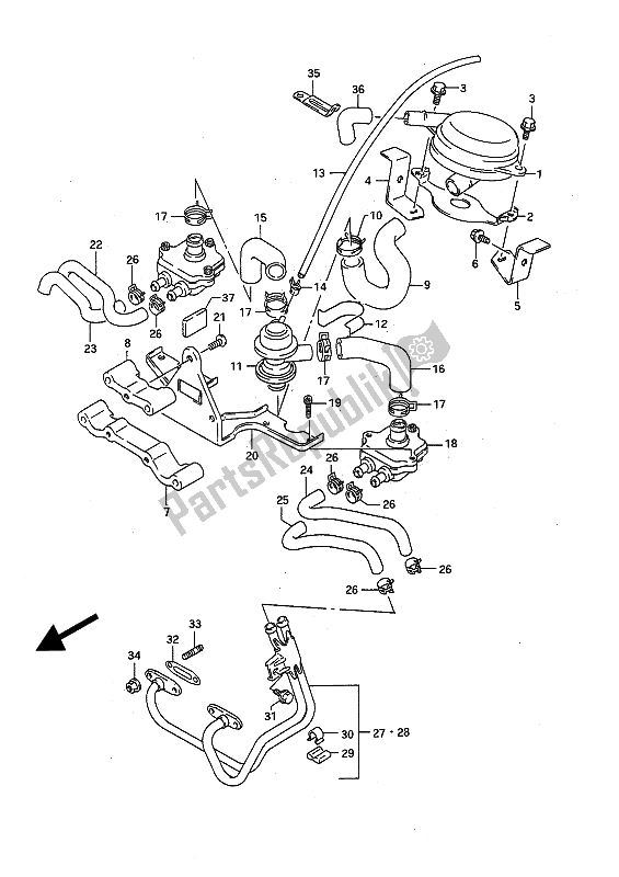 All parts for the Second Air (e18-e39) of the Suzuki GSX R 1100 1991