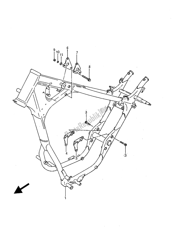 All parts for the Frame of the Suzuki LS 650 FP Savage 1989