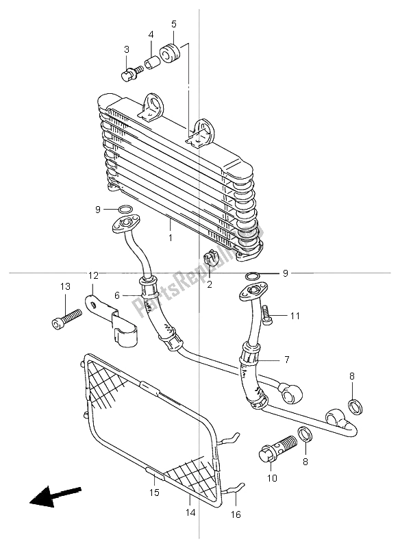 All parts for the Oil Cooler of the Suzuki GSF 600 NS Bandit 2001