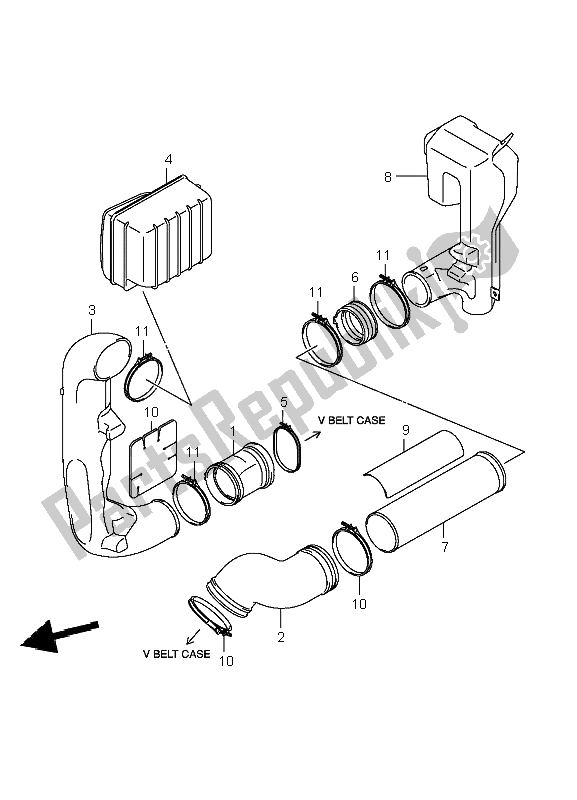 All parts for the Cooling Duct of the Suzuki LT A 700X Kingquad 4X4 2006