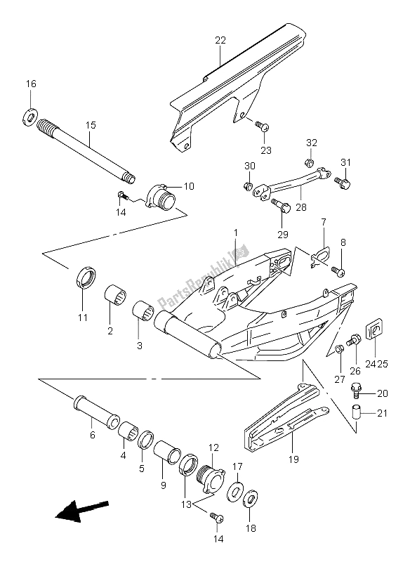 Tutte le parti per il Braccio Oscillante Posteriore del Suzuki TL 1000R 1998