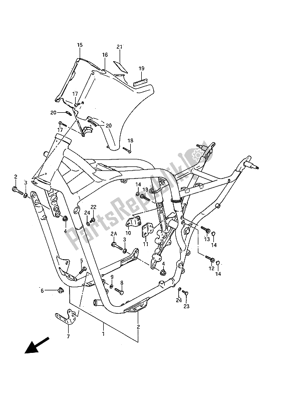 All parts for the Frame of the Suzuki VS 750 FP Intruder 1988